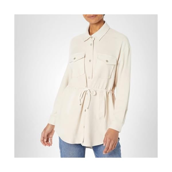 [BLANKNYC] Womens Luxury Clothing Faux Suede Shirt Jacket with Drawstring Waist Detail, Comfortable & Stylish Shacket