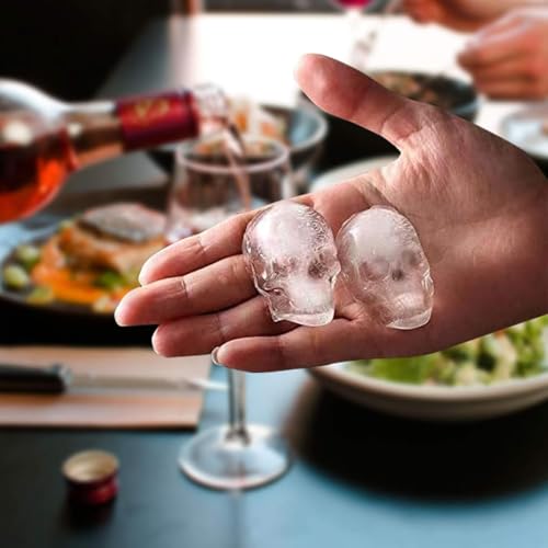 Image of Skull Shape Ice Cube Tray with Funnel | Silicone Ice Cube Mold | Freezer Ice Maker for Cocktails, Whiskey, Bourbon, Juice | Baking Cup Cakes | Perfect for Home,Restaurants & Bar