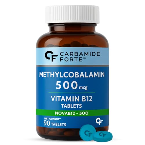 Carbamide Forte Vitamin B12 Supplements 500 mcg - Methylcobalamin B12 Vitamin Tablets for Men & Women - 90 Veg Tablets