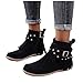 Ankle Cowboy Boots for Women Bohemian Wide Round Toe Chunky Bottom Vintage Suede Tassel Lace Up Western Cowboy Ankle Boots Fashion Pull On Retro Low Heel Mid Calf Dress Shoes with Zipper