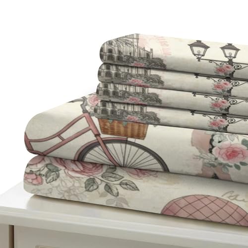 Doux linge de lit imprimé en 3D vintage parisien pour l'ambiance romantique des couples