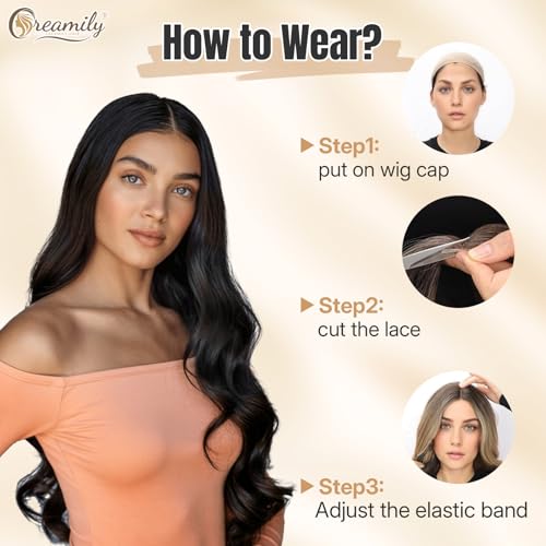 Image of Creamily 13x3 HD Synthetic Lace Front Wig,Pre Plucked Glueless Straight Wigs Natural,Heat Resistant Black Wig Soft Lightweight Synthetic Hair for Protective Styling Daily Wear