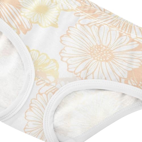 Cotton Girls Underwear Toddlers Floral Daisies Flowers Beige Girl Panties Cute Designer Kids Briefs Undies 2t4