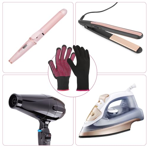 2 pcs heat resistant gloves with silicone bumps professional thermal styling gloves for women black 936 x 468 inches