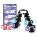 PhysKcal Dumbbells Set of 6 with Carry Stand, 2 x 1kg, 2 x 1.5kg, 2 x 2kg, Neoprene Coating Soft Grip Arm Weights for Women, Hand Weights Set for Ladies, Kids, Beginners