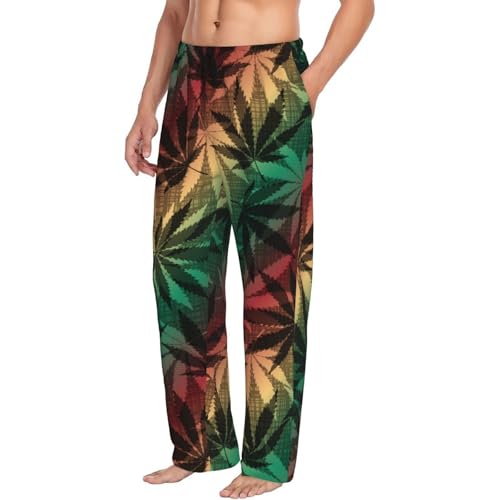 Marijuana Weed Leaf Men's Pajama Pants Casual Sweatpants Lounge Wide Leg Sleepwear Sleep Pant with Pockets2