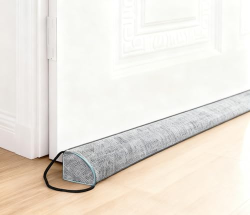 Under Door Draft Stopper 32" 36" 38" Inches Weighted Triangular Gap Filler Blocks Bottom Up to 2” for Winter Noise Blocker with Zipper Design Reduce Cold Air Wind, Noise, Save Energy (Grey, 36)