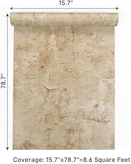 VaryPaper 15.7" x 78.7" Industrial Tan Concrete Peel and Stick Wallpaper Textured Concrete Contact Paper for Walls Countertops Removable Self Adhesive Cement Vinyl Wall Paper for Bedroom Living Room