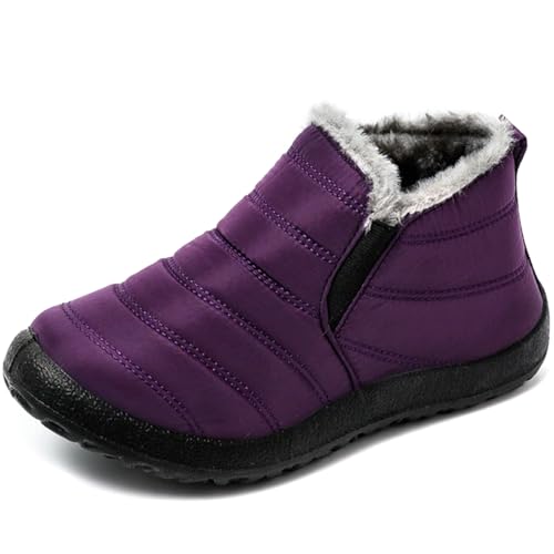 XKOWUO Winterschuhe Damen Schneestiefel Pelzgefüttert Warme...
