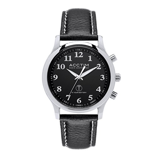 Acctim 60053 'Oro' Silver Metal Men's Watch with Black Leather Strap