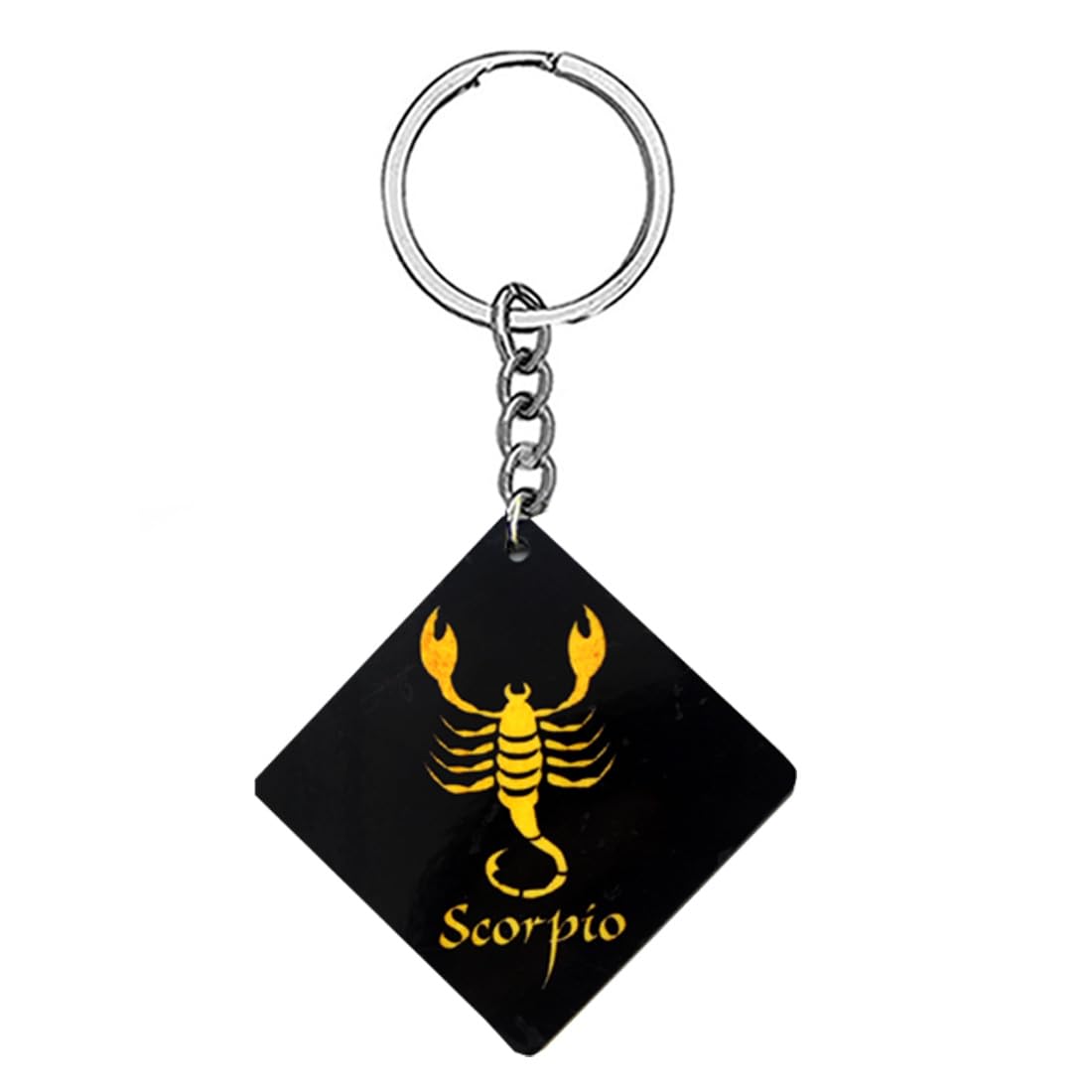 AFH Zodiac Scorpio Lucky Sign Wooden Square Keychain for Men and Women