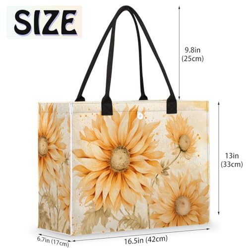 Vintage Sunflower Plant Tote Bag for Women Large Beach Bag Reusable Tote Bags for Work Travel Beach Shopping2