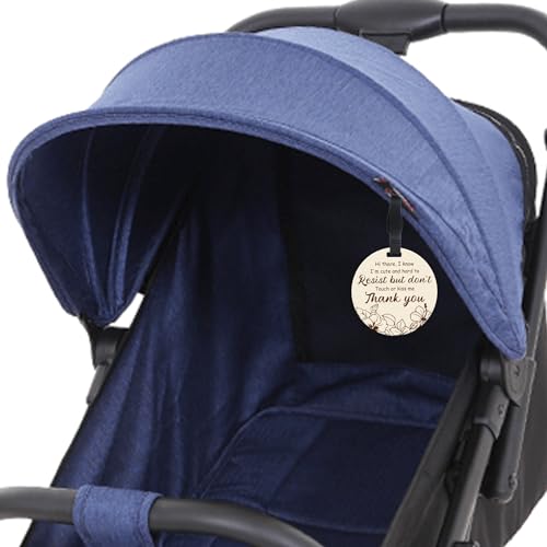 PLIGREAT 2 Pcs Stop Touching Baby Signs Dont Touch Or Kiss Baby Hanging Signs Plaques for Newborn Baby Girl Boy Preemie Car Seat Baby Carriers Stroller Tags with Hanging Strap and Clip - Image 2