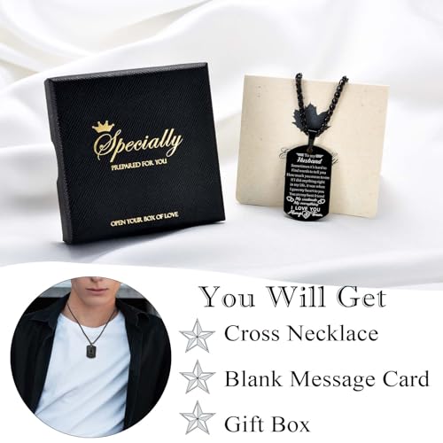 To My Son Husband Boyfriend American Flag Cross Necklace Dog Tag Pendant Chain Easter Valentines Fathers Day Christmas Birthday Graduation Thanksgiving Christian Religious Gifts for Boys Men Him4