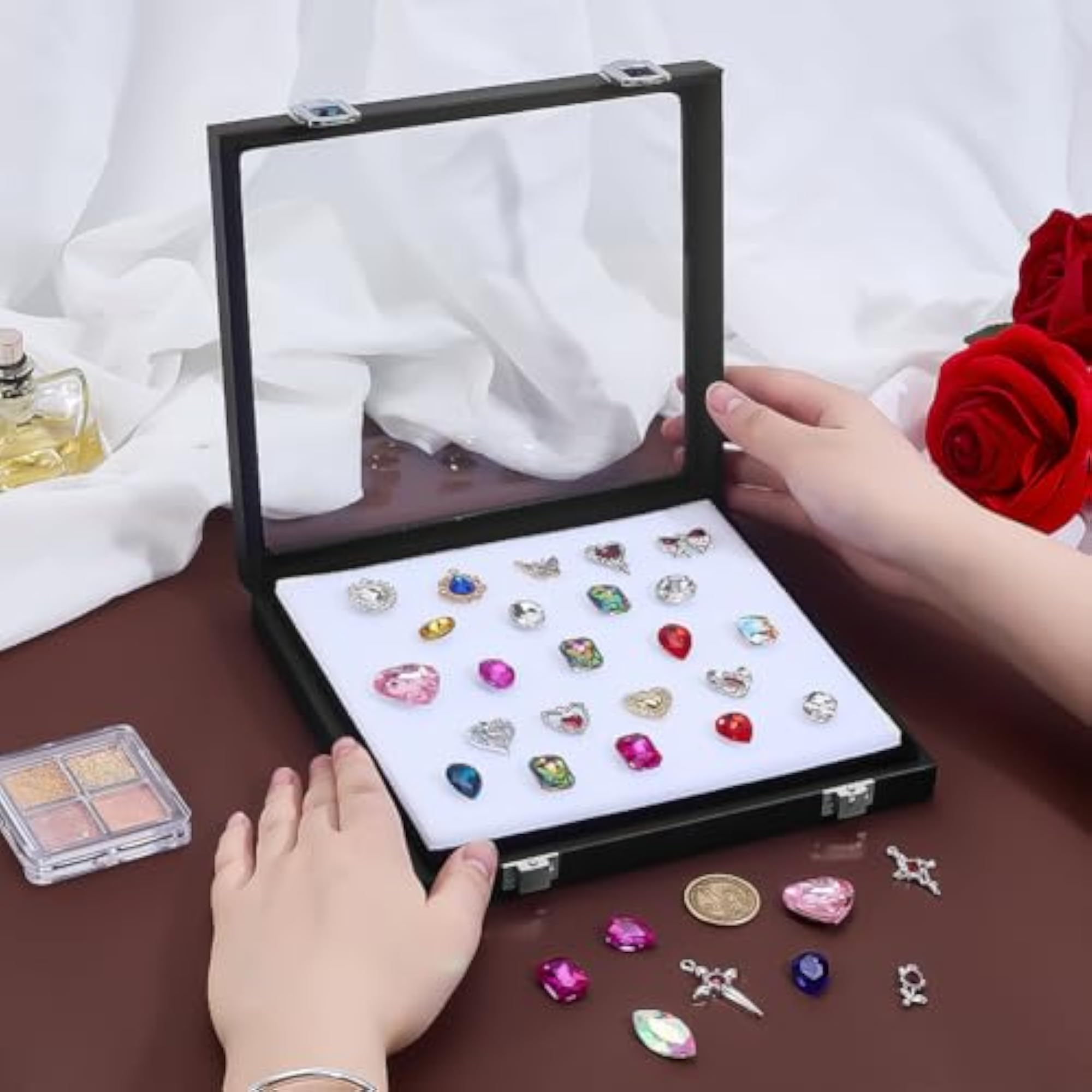 Diamond Storage Box Leather Jewelry Display Case