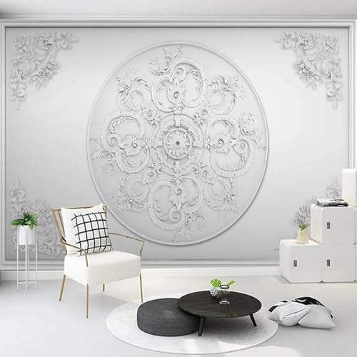 HBYUEHAN Póster grande con estampado floral en relieve de yeso blanca de arte creativo, decoración para sala de estar, habitación de adultos, niños, sala de estudio