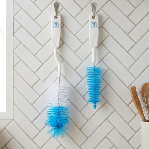 Image of Mee Mee Nylon Bottle Brush with Nipple Cleaner | 360 Rotating Handle | High-Density Soft Bristles | BPA-Free Scratch-Free Cleaning Tool | Non-Toxic, Easy Grip, Dishwasher Safe (Dark Blue)