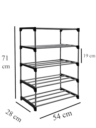 Image of 5 Tier Shoe Rack Sturdy Shoe Organizer for 15+ Pairs,Space-Saving Storage for Entryway & Closet Shoe Rack Modern Shoe Stand with Open Shelves, Ideal for Bedroom & Hallway Stackable