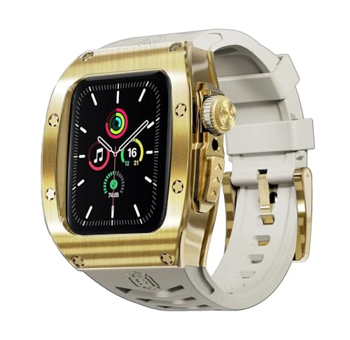 Kit modification bracelet acier Apple Watch 45mm doré agate