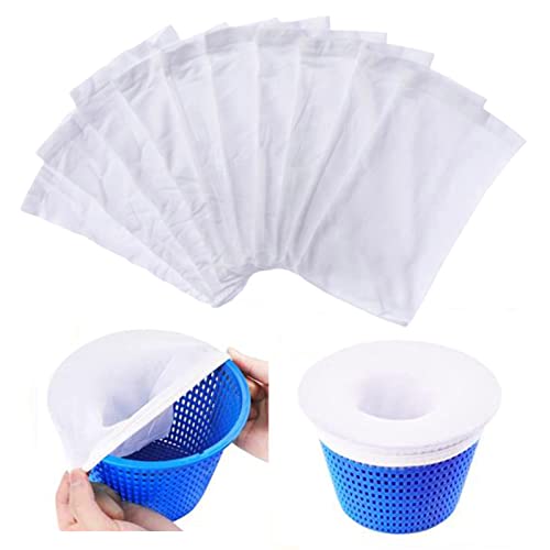XCVCVB Lot de 10 Filtres Skimmer à Chaussette Filtrante Tissu de Nylon pour Chaussette Filtrante Filet Filtrant élastique pour Piscine Utilisé pour Filtrer et Séparer Divers Déchets dans Les Piscines Cover