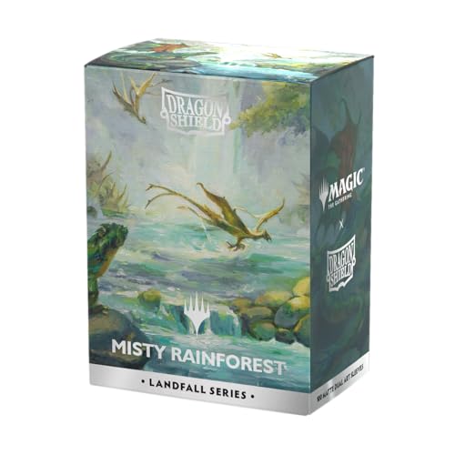 Dragon Shield | Matte Dual Art Sleeves | MTG Landfall Series | 100 CT - Smooth & Tough Premium TCG Sleeves | Compatible with Pokemon One Piece & Magic the Gathering | Misty Rainforest