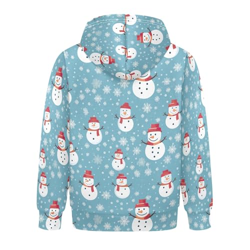 Kids Hoodies Sweaters Christmas Xmas Snowman Hooded Sweatshirts with Big Pockets for Boys Girls B04000772