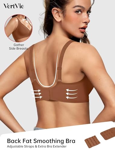 Image of Vertvie Jelly Wireless Bras for Women Push Up Plunge Seamless T-Shirt Bras No Underwire Supportive Full Coverage Bralettes