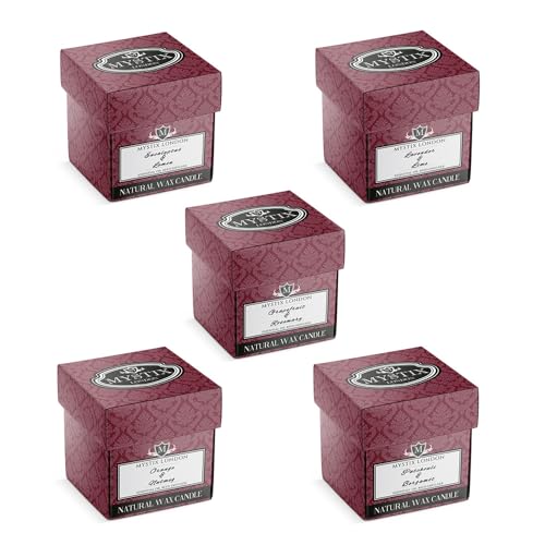 Mystix London Essential Favourites Candle Collection Gift Set | 5 Luxury Scented Candles | Eucalyptus & Lemon, Lavender & Lime, Orange & Nutmeg, Patch