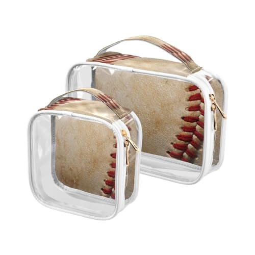 ALAZA Baseball Dirty Sport 2 Pcs Storage Bags Zippered Organizers Cosmetics Travel Case Toiletry Bag Transparent Tote Bags