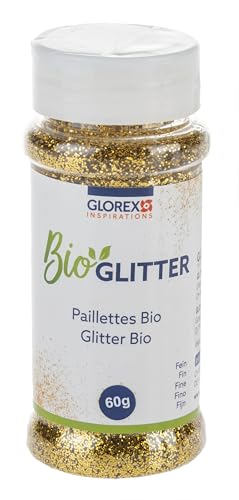 Glorex 6 2820 402 – ekologiskt glitter, 60 g i guldglitter bestående av cellulosa, för att dekorera gratulationskort, hantverk och mycket mer.