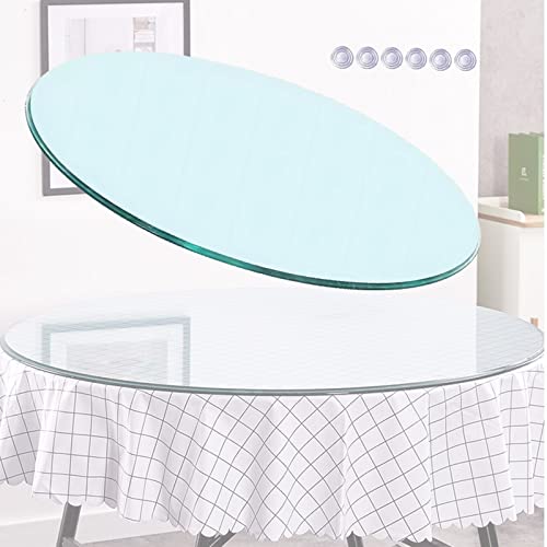 Mesa redonda de cristal templado transparente de seguridad para mesa de centro/comedor, resistente a los impactos, 35 x 100 cm
