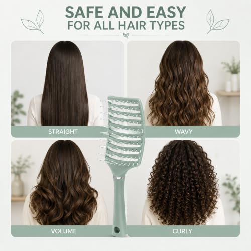 Image of Detangling Hair Brush for Women & Men, Flexible Vented Paddle Hair Brush with Rounded Tip Bristles, Gentle Scalp Massage, Wavy, Wet & Dry Hair, Salon, Home & Daily Hair Care, Pack of 1