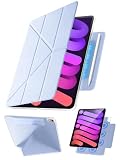 【360°全面保護・Y字スタンド】Tekka iPad mini7 ケース (A17 Pro・第7世代 2024) / iPad mini6 ケース (第6世代 8.3インチ 2021) 専用 マグネット吸着 隠しペン収納 縦置き・横置き対応 超薄型 軽量 PUレザー オートスリープ 耐衝撃 (スカイブルー)
