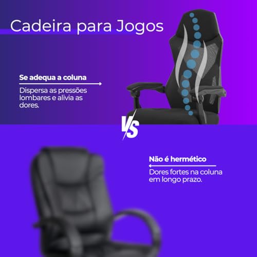 Cadeira Design Estilo Gamer Tecido Respirável Design Ergonômico (Branco/Preto)