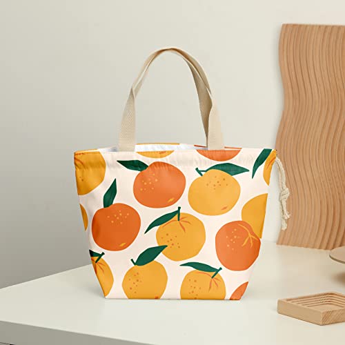 Pykfrhh Lunch Bag Women, Lunch Tote, Reusable, Waterproof, Drawstring Lunch Bag Box For, Adults, Women, Picnic, Work, Beach, Travel, Fruit Strawberry Lemon Orange Decor #TOP2