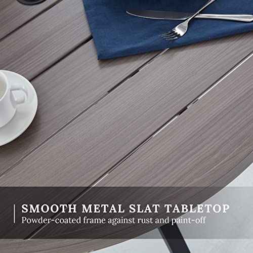Image of VICLLAX Round Patio Table with Adjustable Umbrella Hole, All Weather Outdoor Round Dining Table for Lawn Garden, 41.2 inchx 28 inch Grey Wood-Like Outdoor Coffee Table