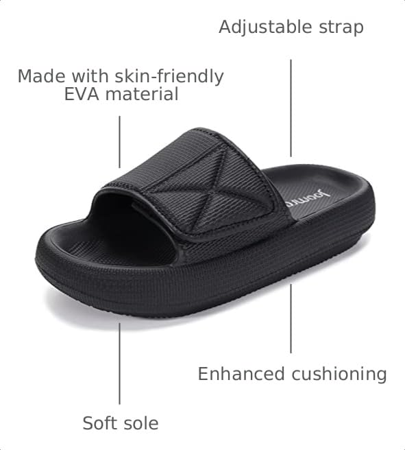 Image of Joomra Slides for Women and Men Adjustable Pillow Slippers Diabetic Sandals | Thick 1.7 inch Cushioned Sole, Deep Heel Cup, Recovery Sandals Ideal for pool, beach, bath, travel, home, Indoor, outdoor