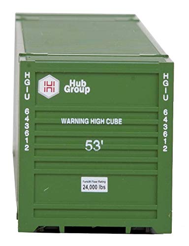 Walthers SceneMaster Singamas Hub Group Corrugated-Side Container, 53', Hub Group (Green), HO Scale Model 53' Foot Container - Image 4