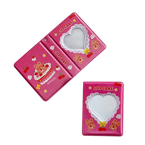 PERFECTSIGHT Mini Photo Album for 3 inch Film - 40 Pockets Photocard Holder Book for Fujifilm Instax Camera/Polaroid Snap Kpop, Cute Love Heart Hollow Photo Card Binder (Pink)