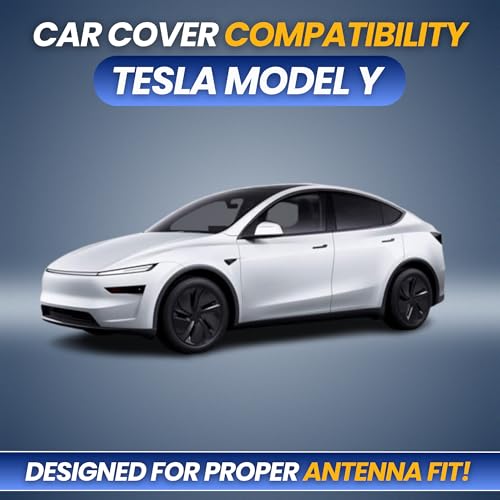 Image of Car Cover for Tesla Model Y | 100% Waterproof Heavy-Duty 3-Layer Car Body Cover | All-Weather Rain, UV, Sun & Dust Protection | Custom Fit | Mirror & Antenna Pockets | Navy Blue