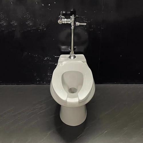 Sanitario de altura cómoda para uso comercial, con válvula de descarga manual, material cerámico, instalación en piso y drenaje de piso, desplazamiento de 4.5L miniatura 2