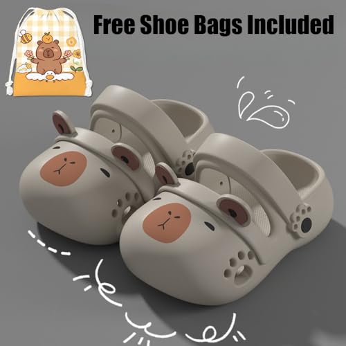 Cute Capybara Slippers for Women Girls - Non Slip Platform Beach Clog Sandals, Lightweight Breathable Comfort Wear Cloud Slides, Kawaii Cartoon Animals Christmas Gifts Set with Portable Lined Shoe Bag2