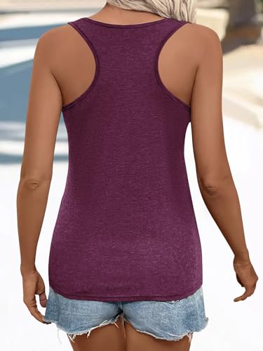 Vintage Mandala Graphic Tank Tops for Women Summer Beach Graphic Loose Tanks Vest Vacation Racerback Tank Cami (US, Alpha, Large, Regular, Regular, Wine Red)