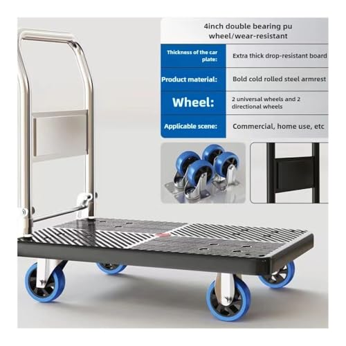 Carretilla plegable de 4 ruedas 72x48 cm azul miniatura 4
