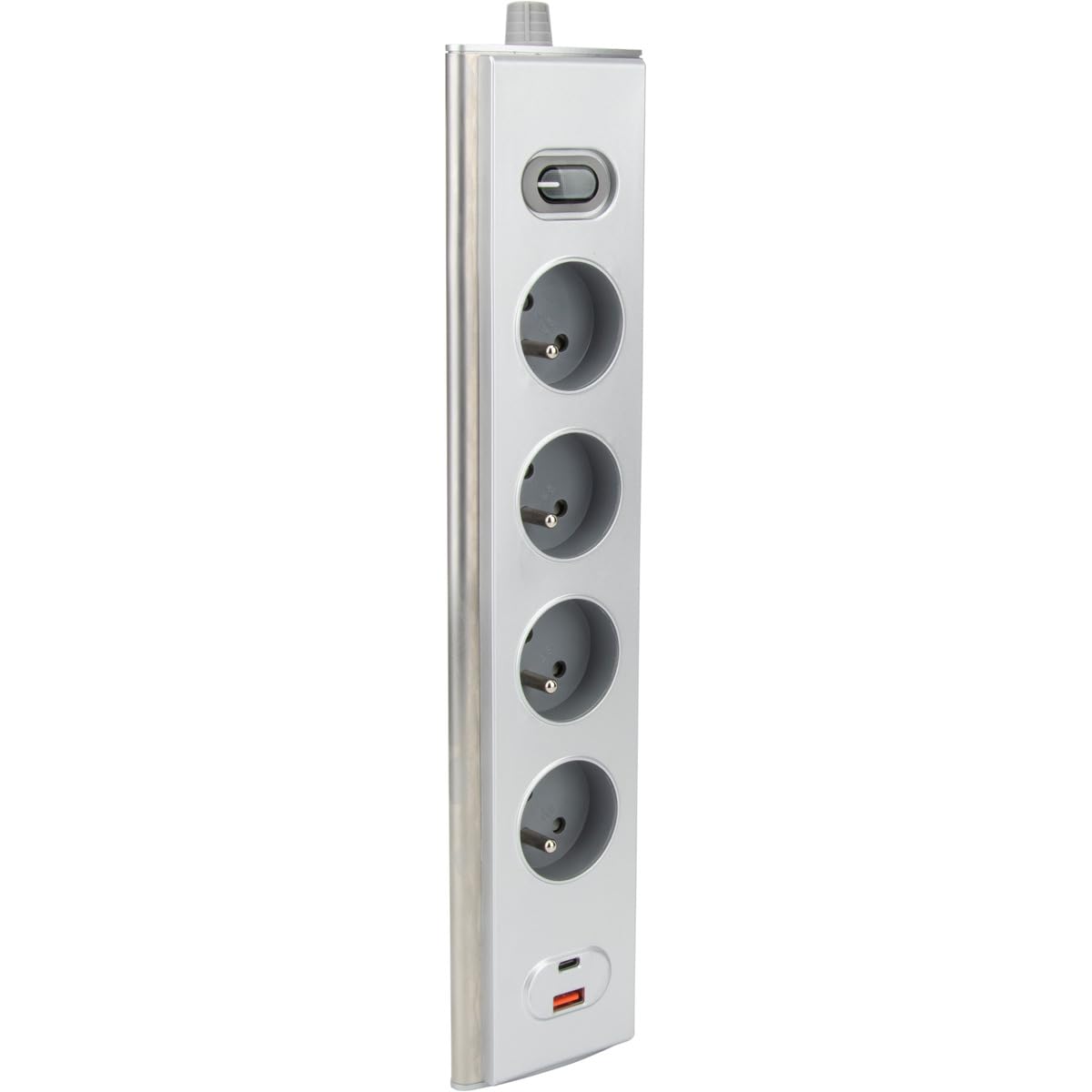 Otio - Bloc multiprise d'angle 4x16A + 2 USB A + C 20W + Interrupteur - INOX