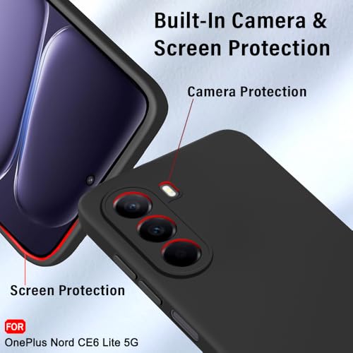 Image of TheGiftKart Liquid Silicon Back Cover Case for OnePlus Nord CE 6 Lite 5G | Total Camera Protection | Micro-Fibre Lining Inside | Shockproof Back Cover Case for OnePlus Nord CE6 Lite (Silicone, Black)