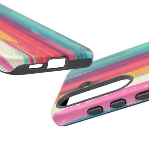 Coque Samsung S25 multicolore rigide mate à rayures vives - 3