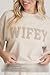 Six Stories Collegiate-Inspired Wifey Tee w/Soft Teddy Applique | Boxy Fit Shirt for Honeymoon Lounging in Champagne | Ideal Gift for Anniversary, Birthday, Bachelorette Party or Wedding | X-Large