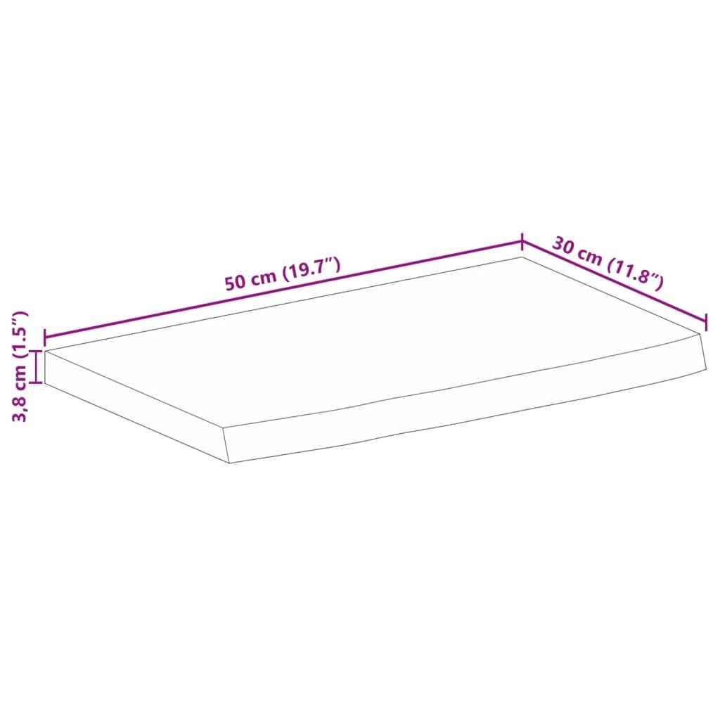 Piano da scrivania in legno massello con bordo naturale e bordo dell'albero, 50 x 30 x 3,8 cm, in mango, per rinnovamento del tavolo e combinazione versatile con diversi supporti in casa