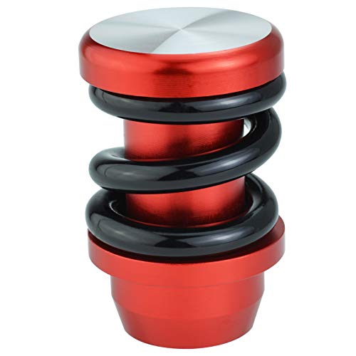 Lunsom Spring Shifter Knob, Aluminium Alloy Gear Stick Head Manual Auto Shifting Knob With 3 Adapters Metal Stick Grip Lever Shift Handle (Black Spring&Red) #TOP3